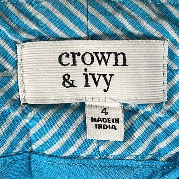crown & ivy womens turquoise basic flat front 9" inseam chino shorts - size 4 - Picture 4 of 9